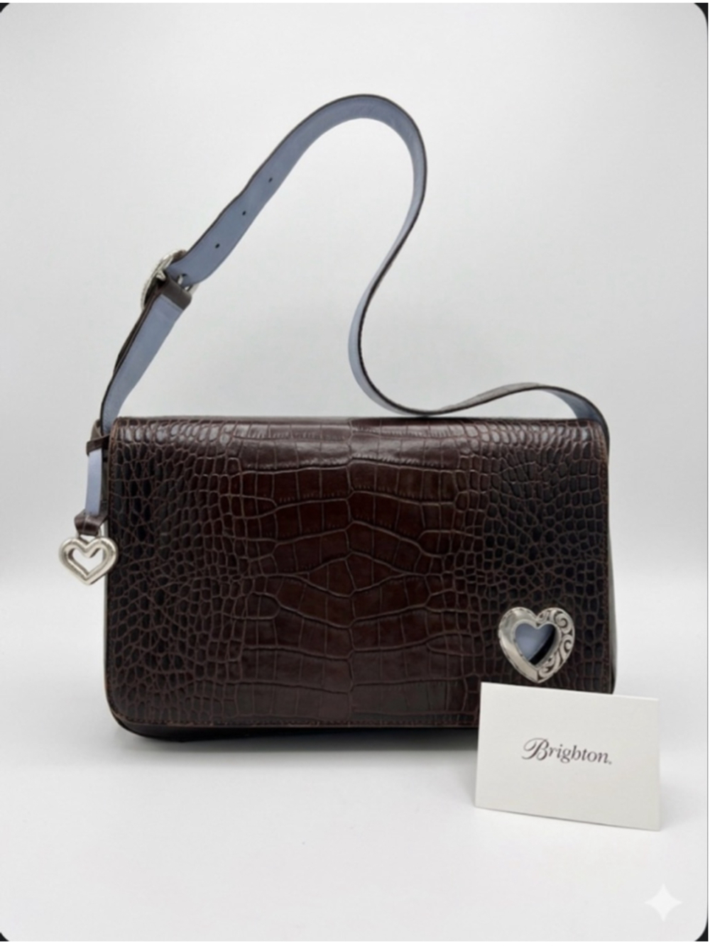 Brighton Brown Croc Embossed Shoulder Bag